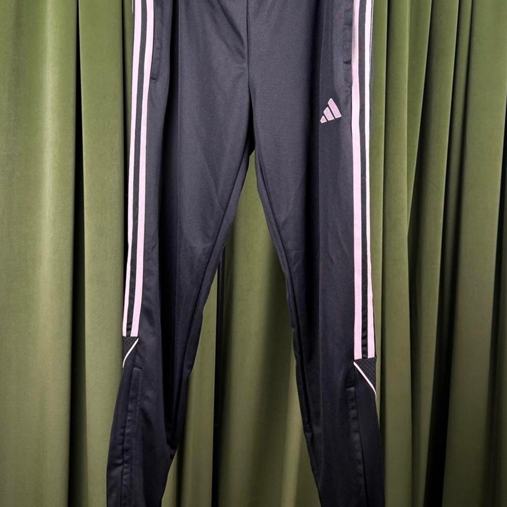 Adidas Womens Black Pink Stripe Athletic Sweatpants Regular Fit Joggers Size M